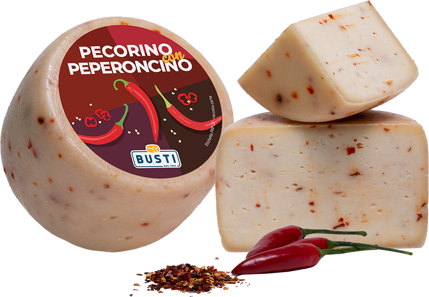 Pecorino con Peperoncino (1kg approx.) Sottovuoto CASEIFICIO BUSTI